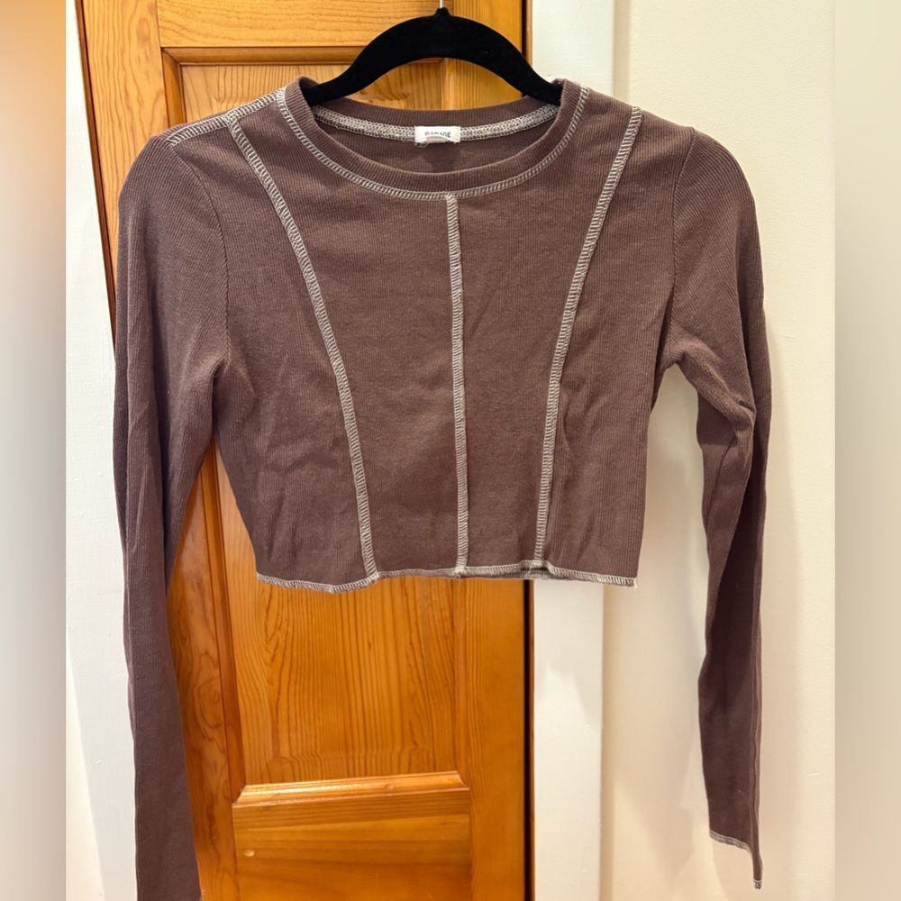 Garage brown cropped long sleeve